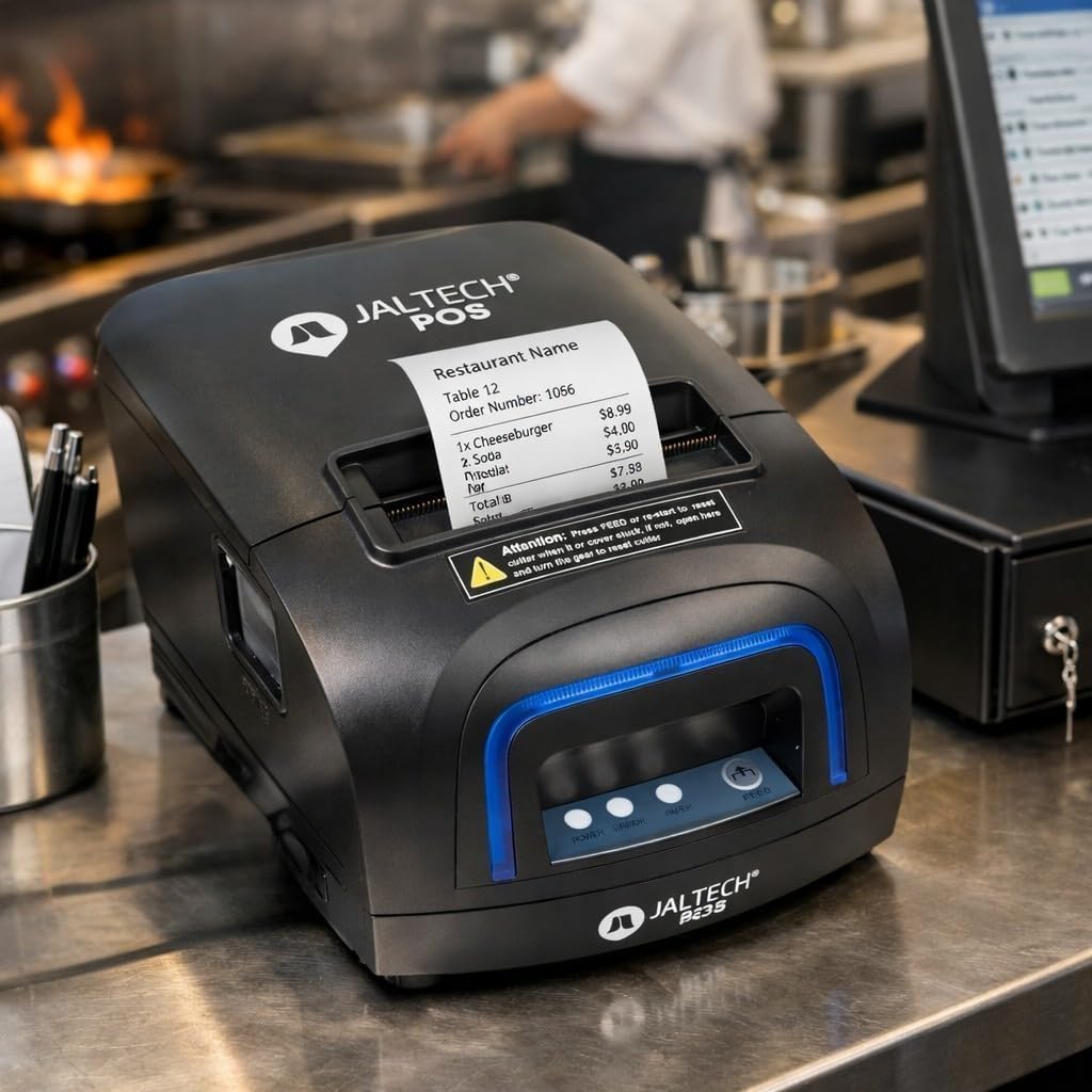 80mm POS Thermal Receipt Printer (RP326), USB/Serial/Ethernet, Auto Cutter & Cash Drawer Support, High-Speed