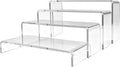 4-Pack Clear Acrylic Riser Stands – Tiered Rectangular Display Shelves for Perfume, Figures & Jewelry, 4 Graduated