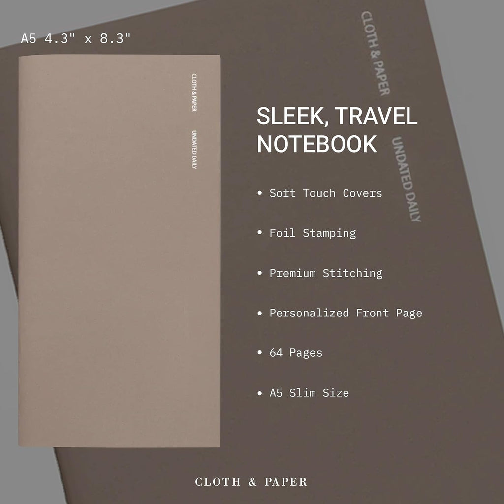 Travel Notebook | Undated Daily Planner – Verona | A5 Slim Daily Planner 4.3" x 8.3" | Productivity Planner with