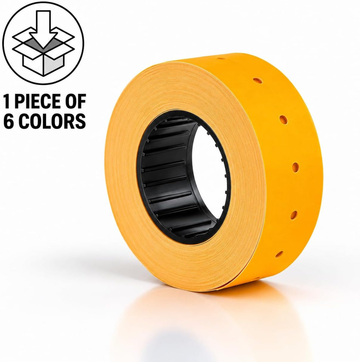 (6 Rolls - 6000 pcs) 0.82" x 0.47" (21 x 12 mm) Multi-Colored Paper Sticker 6 Colors Price Gun Pricemarker Labels