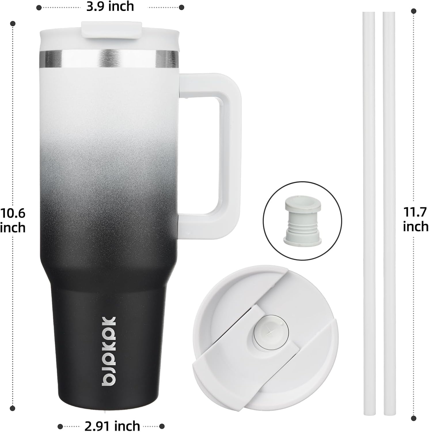 40 oz Insulated Tumbler with Handle & Straw, Stainless Steel | Double Wall Vacuum Insulation, Leak Proof, BPA Free