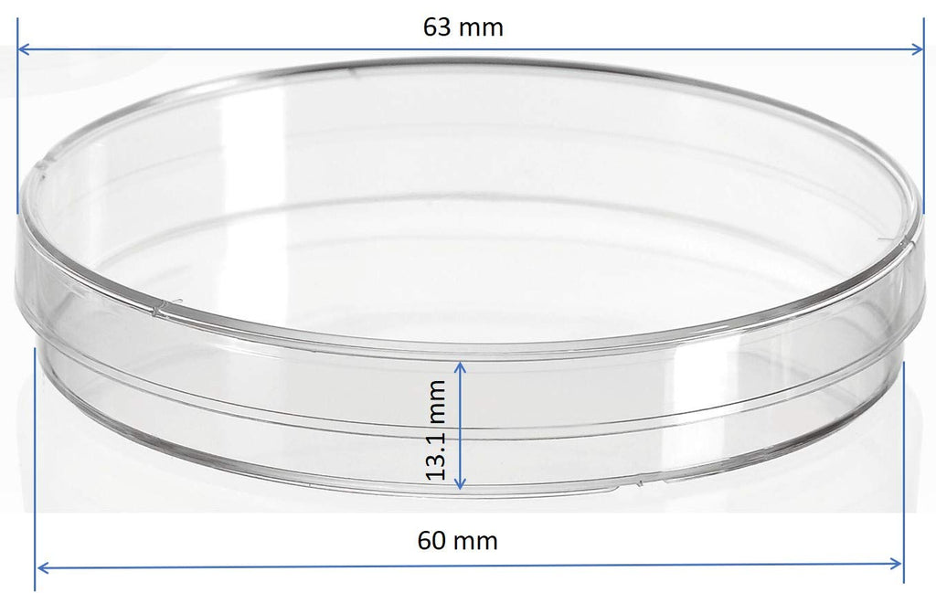 Polystyrene Petri Dish with Vented Lid, 60x13mm, Sterile (26 pcs)