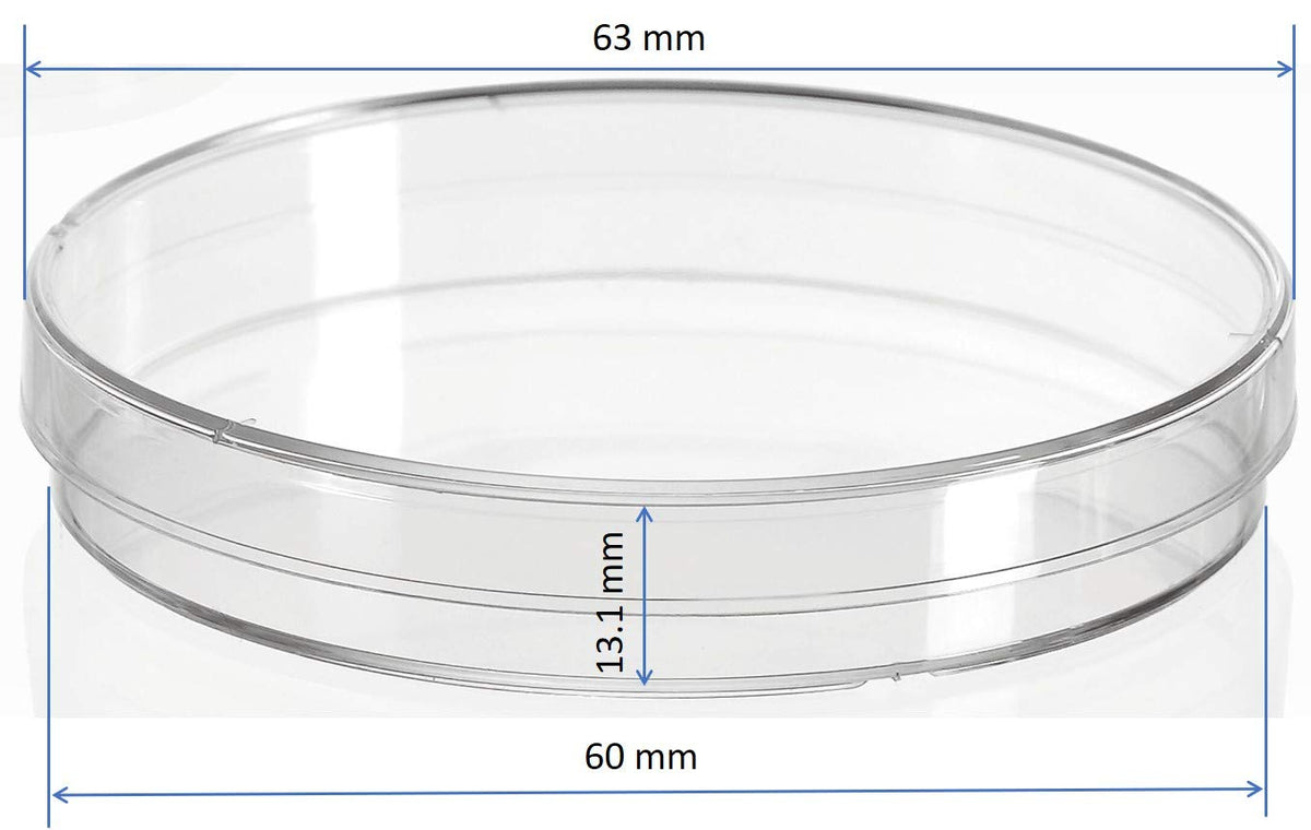 Polystyrene Petri Dish with Vented Lid, 60x13mm, Sterile (26 pcs)