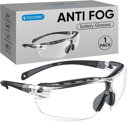Anti-Fog Safety Glasses for Men and Women, ANSI Z87.1 Scratch Proof Eye Goggles with Adjustable Arms and UV Protection