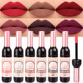 6Pcs Wine Bottle Lip Tint Stain Set Long Lasting Lipstick 24 hour Waterproof for Women, Ruby Dark Deep Rose Red Plum