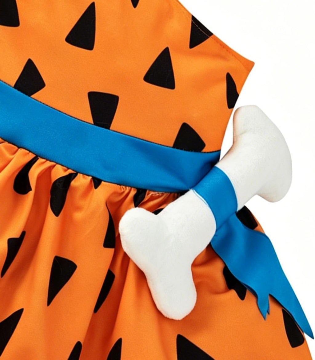 Baby Girls Princess Cavegirl Pebbles Costume Halloween Outfit | toddler birthday party dress Romper With Headband