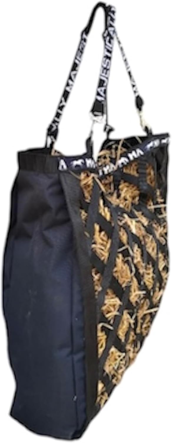 Double Side Open Slow Feeder Hay Bag - Diamond shaped Obliquely Placed Webbing (Black)