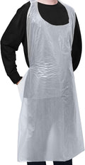 100pcs Disposable Apron, 46"x29" Plastic Poly Apron for Kitchen, Party, Painting - White