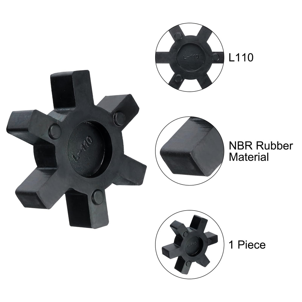uxcell 5pcs L110 Jaw Coupling Insert, Flexible Solid Type NBR Rubber Jaw Coupling Center Inserts for L Jaw Coupling L-Jaw Coupler Set, Black