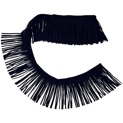 2.2 Yard Double Side Suede Fringe Trim 3.7 Inch Black Faux Leather Tassel Trim Dance Skirt Tassel Sewing Wrap Cover
