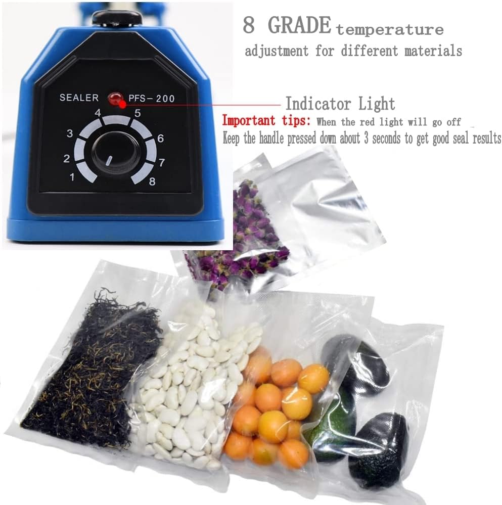 Impulse Heat Sealer - Manual 8 Inch Sealing Machine for Plastic Bags with Extra Replace Element Grip