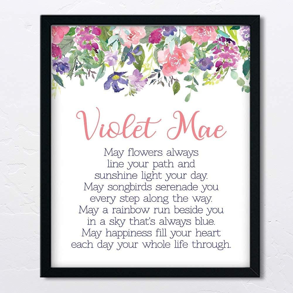 Floral Poem Print | Girls Room Decor | Girls Wall Art | Baby Girl Gift | Personalized Baptism Gift | Christening Gift