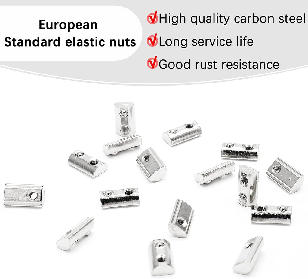 2020 Series M3 Half Round Roll in Spring T Nuts, 100 Pcs