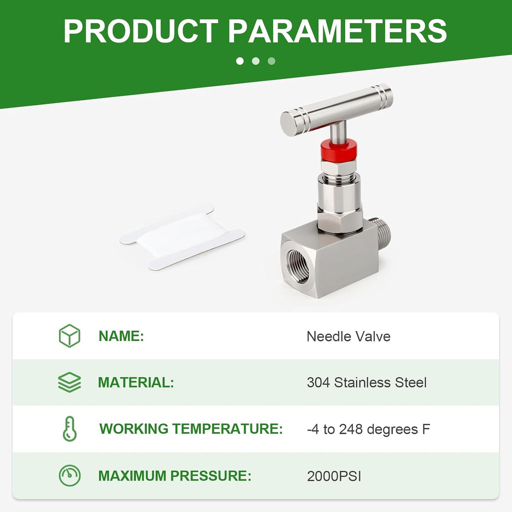 TAISHER 1PCS 304 SS, 3/4" FNPT x MNPT, High Pressure Straight Needle Valve