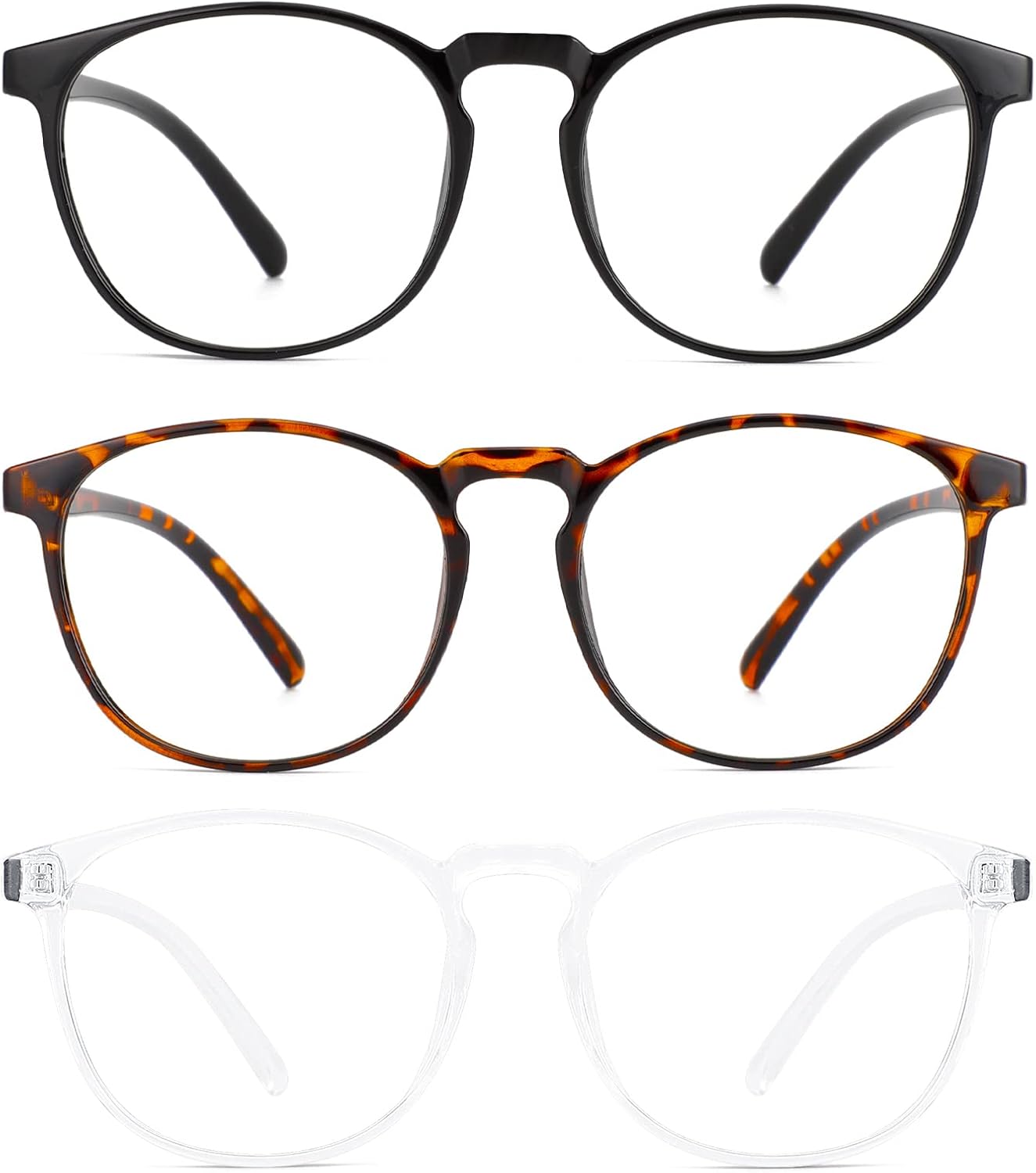 Blue Light Blocking Glasses for Women Men Black/Transparent/Amber | Retro Round,Filter Blue Ray,Computer Gaming