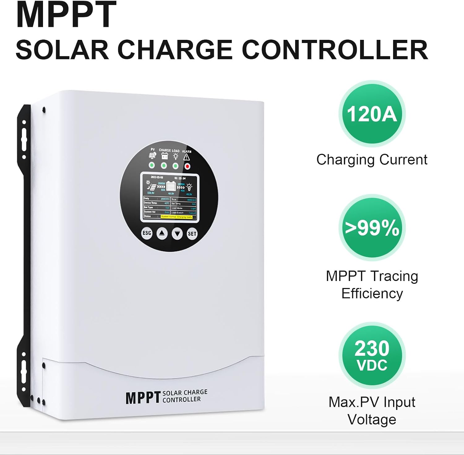 120A MPPT Solar Charge Controller, 12V 24V 36V 48V 60V 72V 84V 96V Battery System Auto , Solar Panel Charge