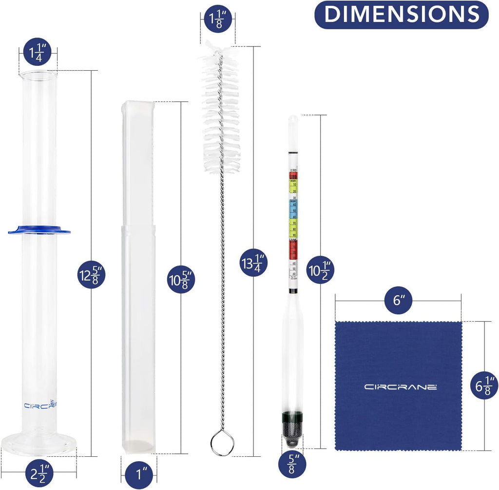Hydrometer & Glass Test Jar Set, Triple Scale Alcohol Hydrometer with Glass Cylinder for Brew Beer, Wine, Mead and