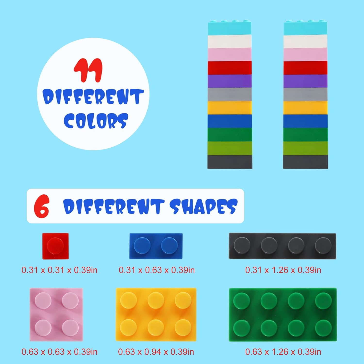 Building Blocks 1000 Pieces Classic Building Bricks Compatible with All Major Brands with 3 Baseplates Preschool