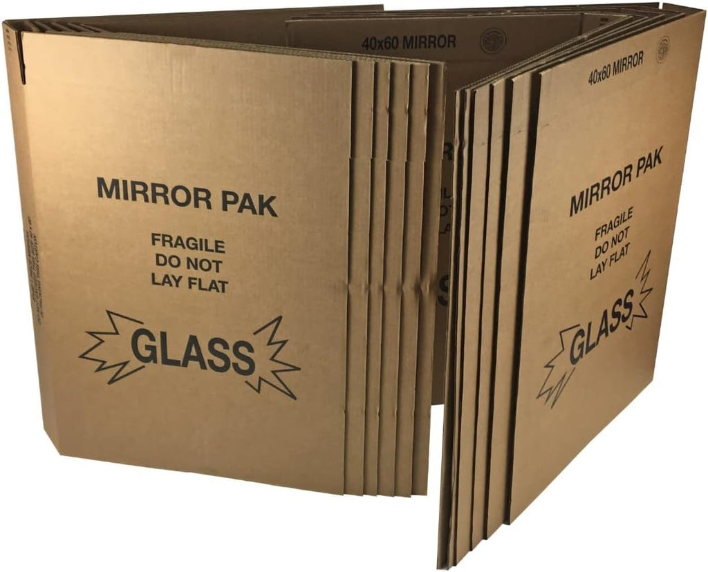 3 Picture & Mirror Moving Boxes for Large Pictures up to 40x60" (Includes 12 pieces, to fit 3 sets of Mirror) , Kraft