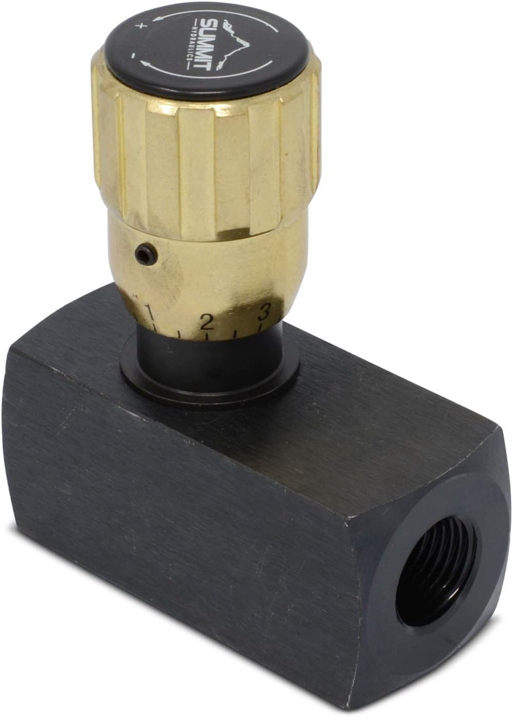 Summit Hydraulics Hydraulic In-Line Adjustable Variable Flow Control Valve w/Free Rev Flow, 1/2” NPT