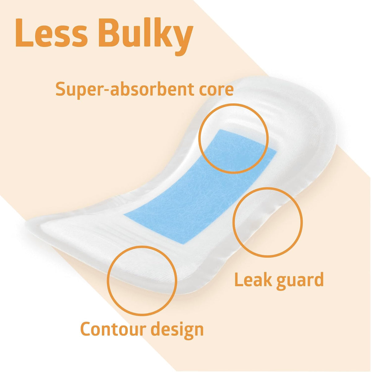 ContourPlus Bladder Control Incontinence Pads, Maximum Absorbency, 6.5" x 13.5", 28 Count (Pack of 6)