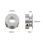 HARFINGTON Single Groove Pulley 14mm Fixed Bore 30mm Outer Diameter Aluminum Alloy with Hex Wrench for Drilling Machine 6mm PU Round Belt