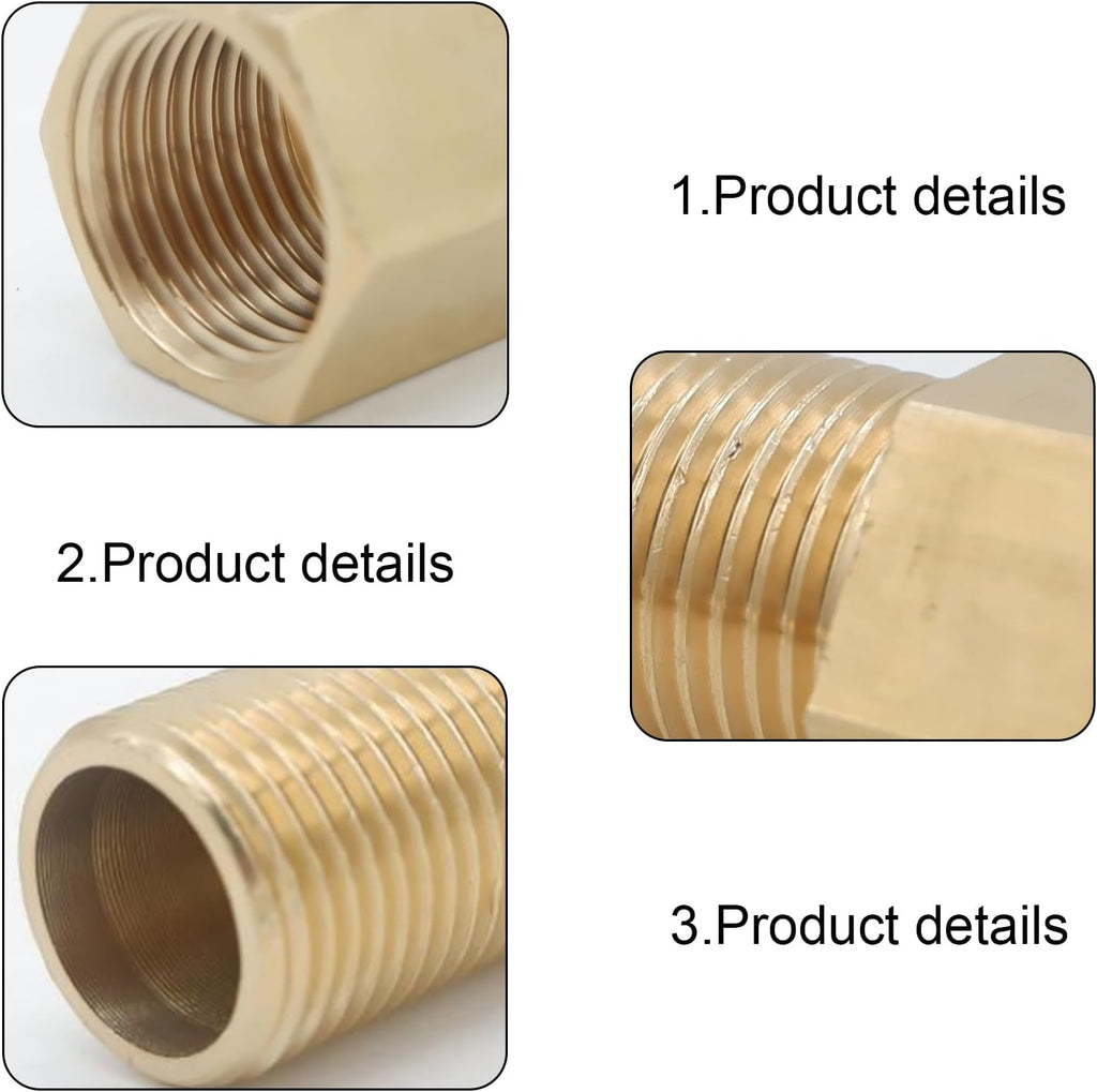 5PCS Extension Brass Pipe Fitting, 1/2" Female to 1/2" Male Adapter