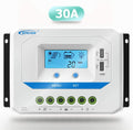 Solar Charge Controller 30A 12V/24V Auto Work, Solar Panel Solar Charge Controller PWM Regulator with LCD Display and