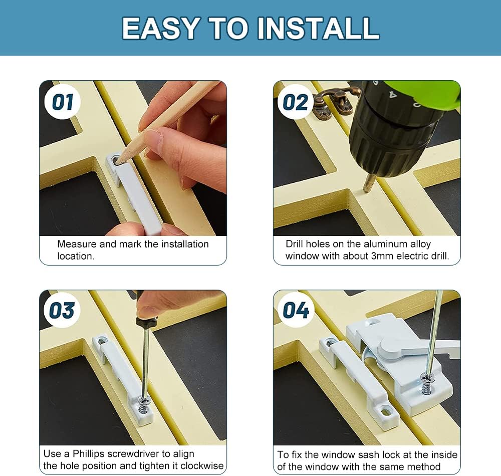 Sliding Window Sash Locks White ZUONAI 2 Pack Cam Sash Locks for Double Hung Window Latch Lock Security Vinyl Window