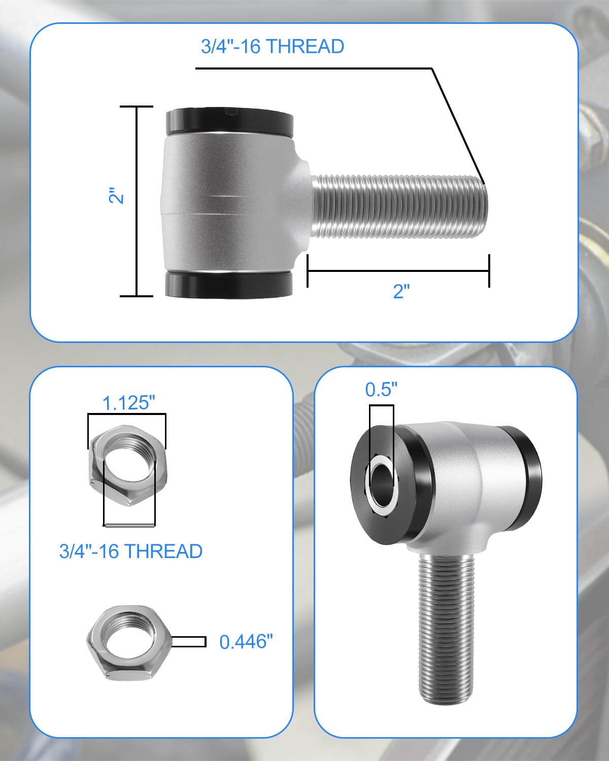 3/4" .750" Heim Joint Rod End Kit