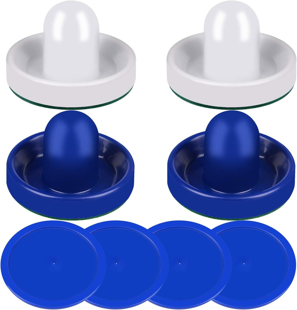 Air Hockey Pushers and Red Air Hockey Pucks, Goal Handles Paddles Replacement Accessories for Game Tables (4 Striker