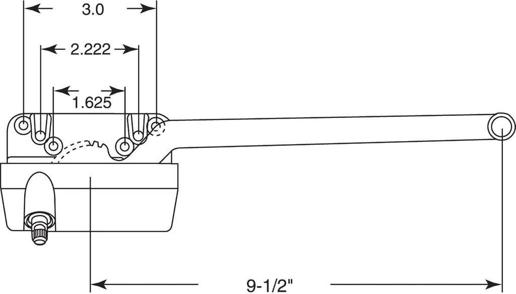 Truth TH 23025 9-1/2 In. Single-Arm Right-Hand Casement Operator with Crank, fits Truth, White Finish (Single Pack)