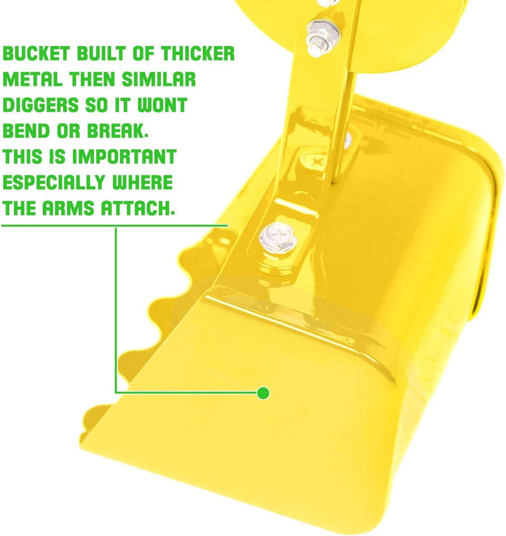 Sandbox Digger Toy Excavator with Wheels- Foldable Playground Equipment for Outdoor Play w/No-Bend, No-Pinch Heavy