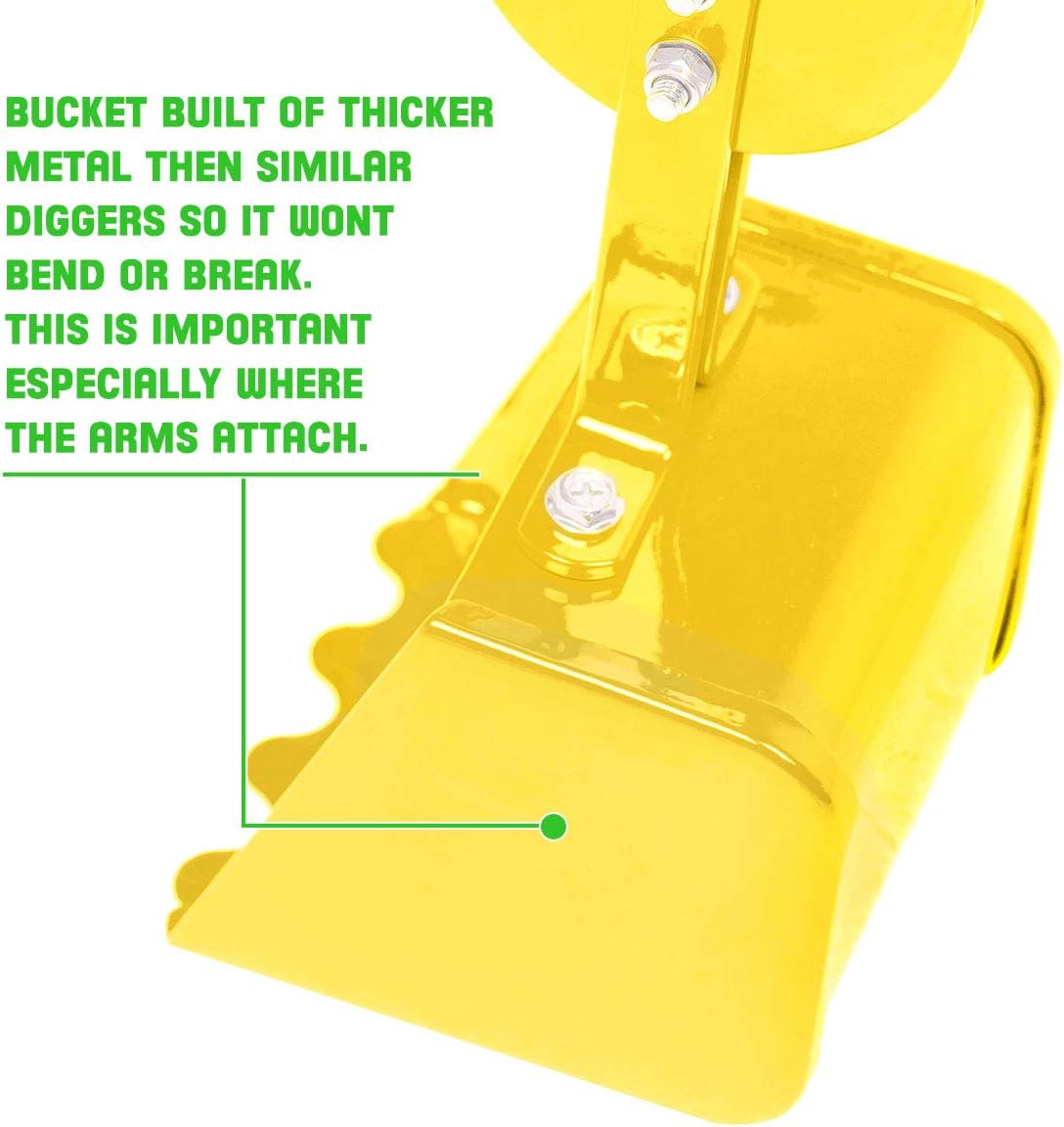 Sandbox Digger Toy Excavator with Wheels- Foldable Playground Equipment for Outdoor Play w/No-Bend, No-Pinch Heavy