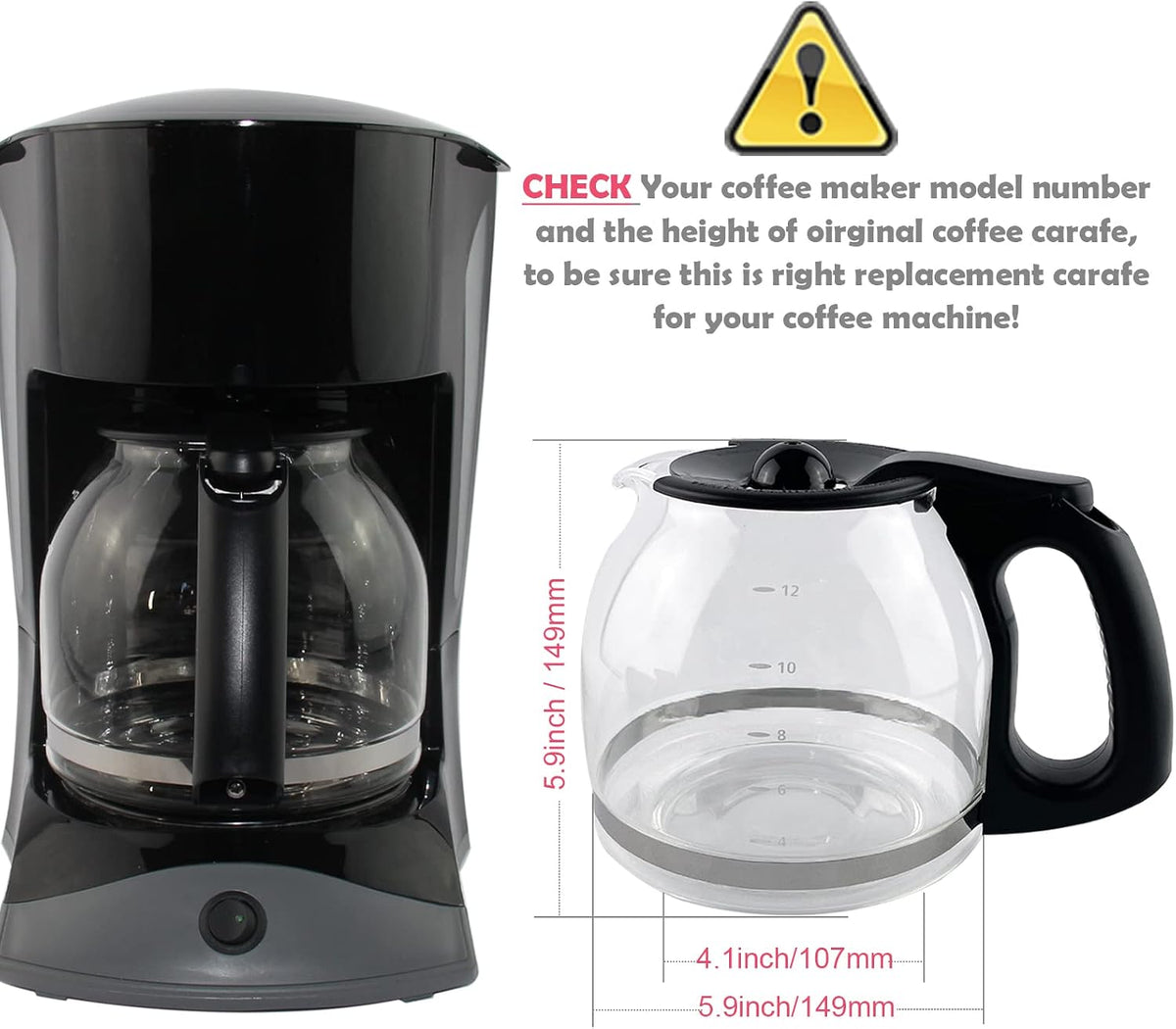 12-Cup Coffee Carafe Replacement for Mr. Coffee Coffeemaker Part# PLD12