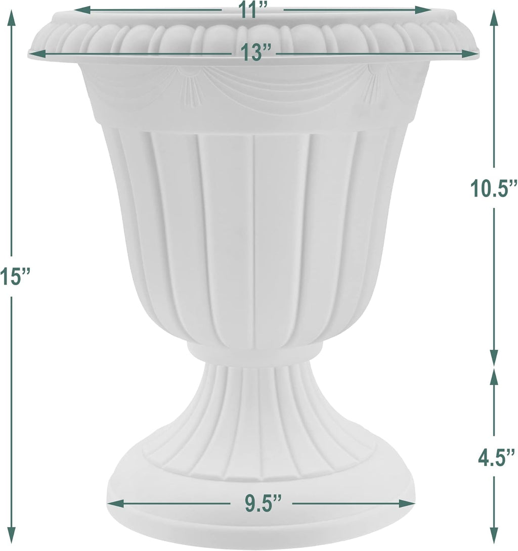 PL10CP Classic Traditional Plastic Urn Planter Indoor/Outdoor, 15" x 13", Brushed Copper