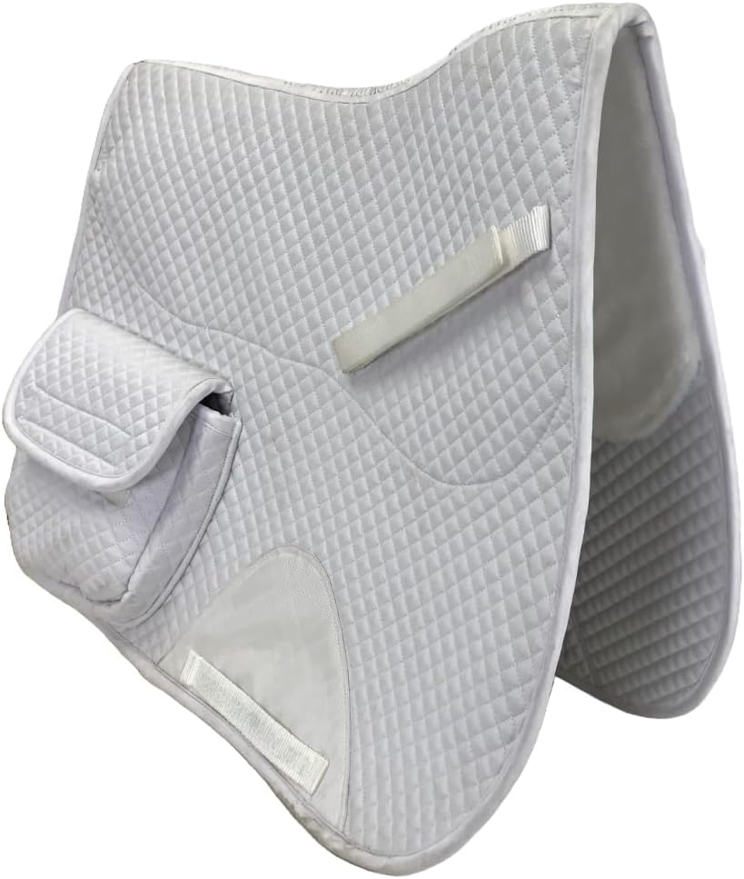 Premium English Saddle Pad with Storage Pockets, Half Fleece Lined for Comfort, Shock Absorbing Wither Relief Design