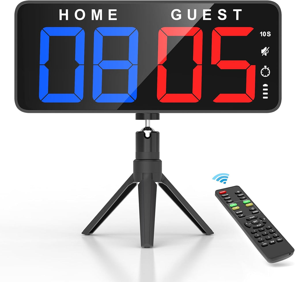 11’’ Large Digital LED Scoreboard Electronic Score Keeper Clock, Countdown/up, with Powerful Battery, 4 Mounting