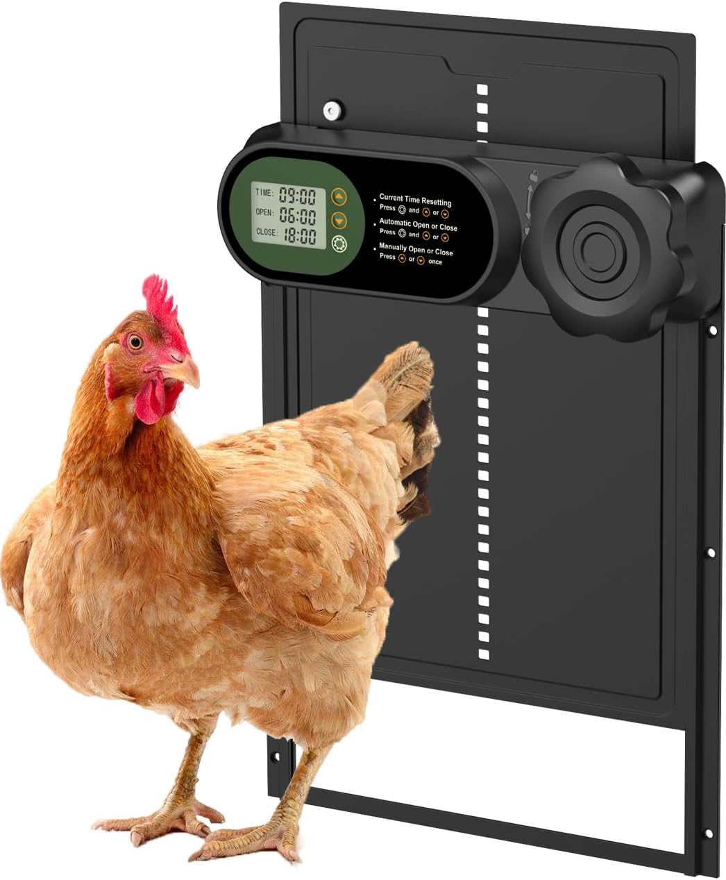Automatic Chicken Coop Door Opener, Battery Powered & Anti-Pinch Sensor