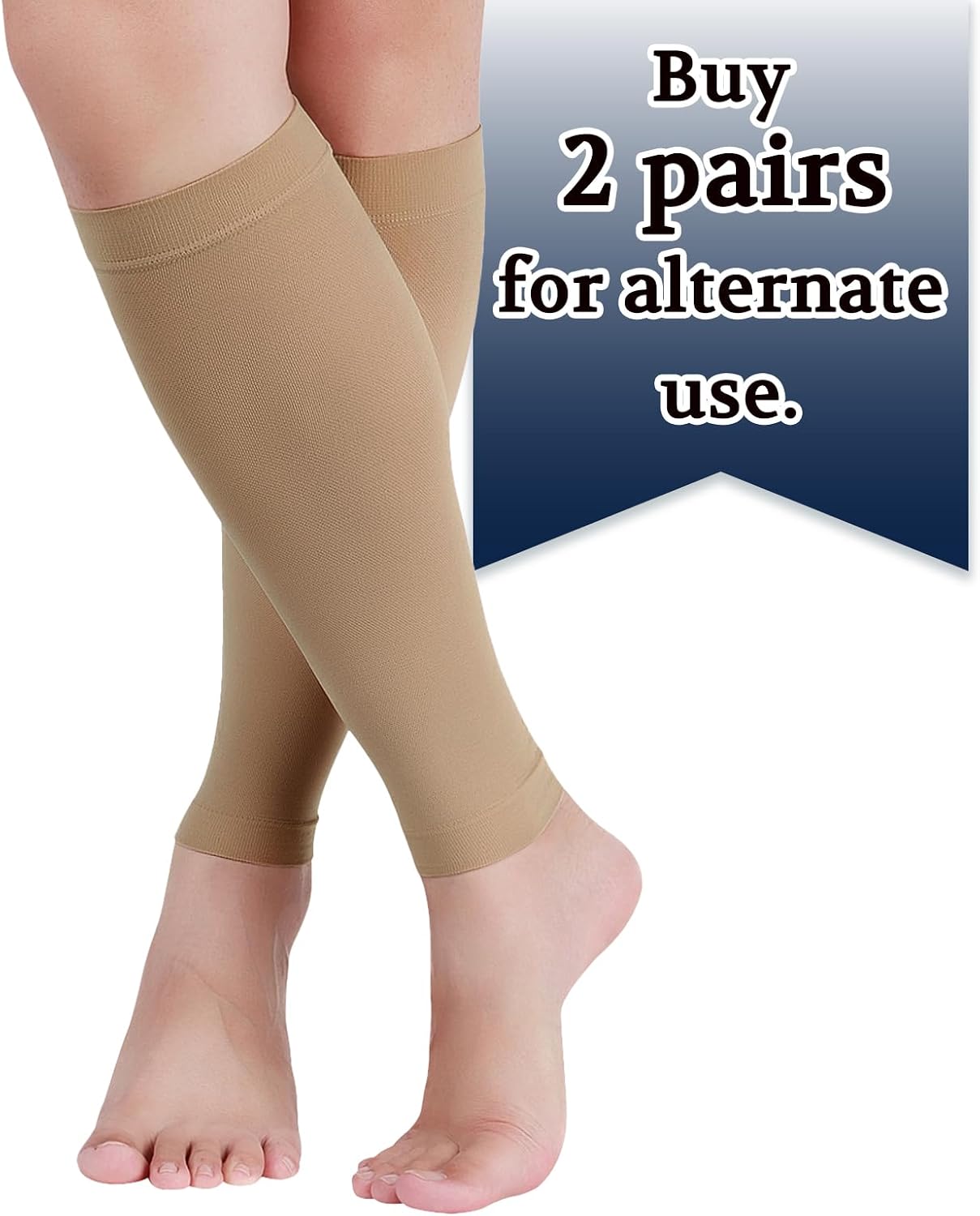 20-30 mmHg Medical Calf Compression Sleeve for Women and Men Lightweight Footless Socks for Travel Flight Daily Comfort