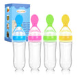 Baby Food Feeder 4 Pack Silicone Baby Food Dispensing Spoon-WAJIAYON, 3 oz Squeeze Feeding Spoons with Suction Cup