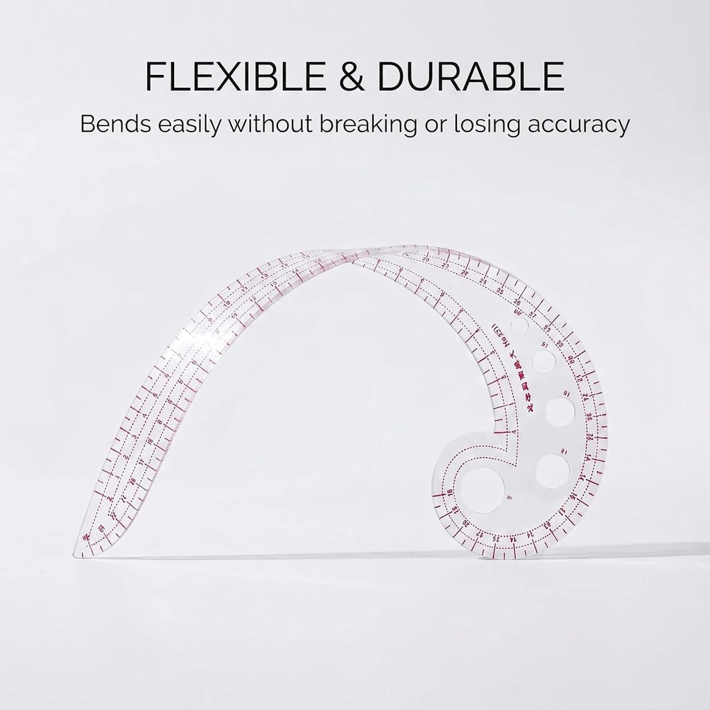 Fashion Clear Metric Sewing Ruler Set, French Curve Pattern Ruler Kit for Beginners Tailors Designers (A-9-Piece Set)