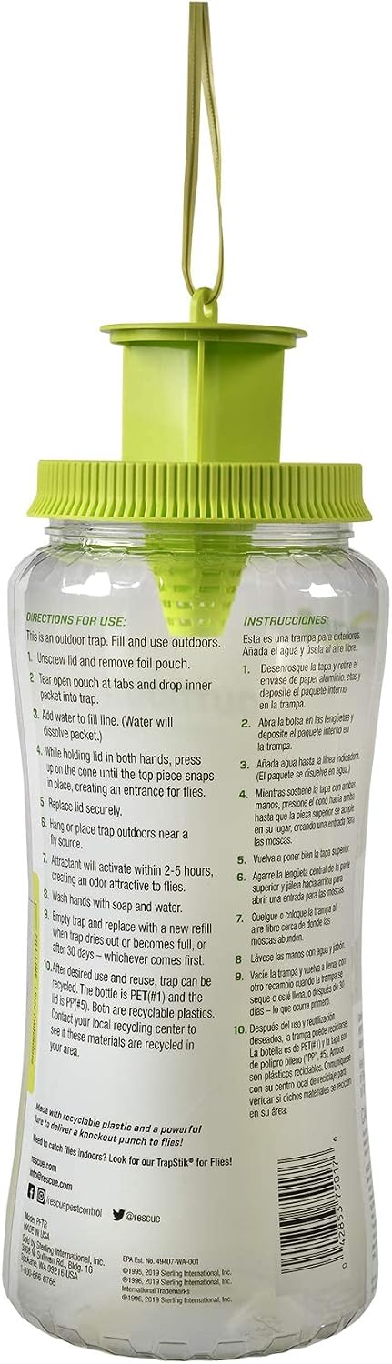 POP! Fly Trap – Large Reusable Fly Trap for Outdoor Use - 3 Pack
