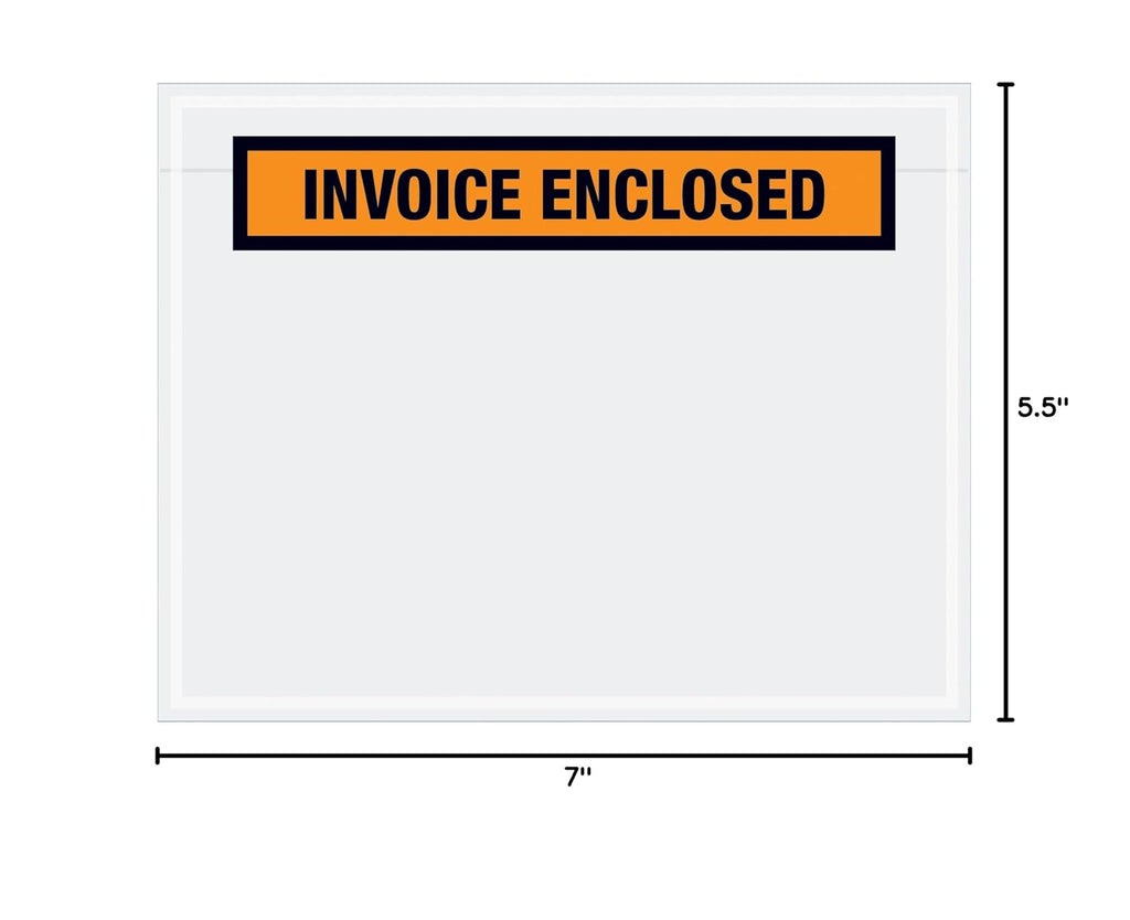 PL23 Pre-Printed Envelope, Invoice Enclosed, 7 Length x 5-1/2 Width x 2 mil Thick, Orange (Case of 1000) by Aviditi