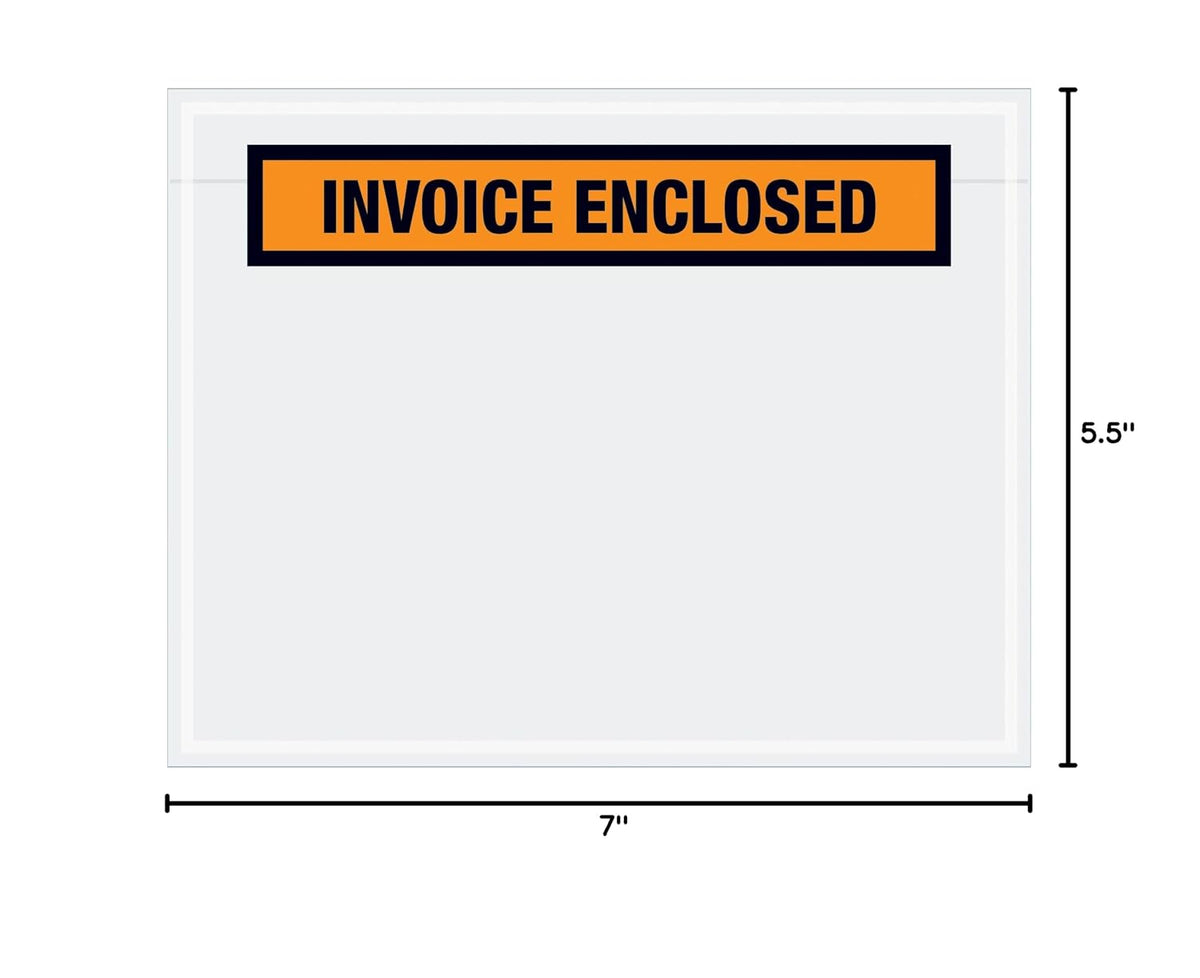 PL23 Pre-Printed Envelope, Invoice Enclosed, 7 Length x 5-1/2 Width x 2 mil Thick, Orange (Case of 1000) by Aviditi