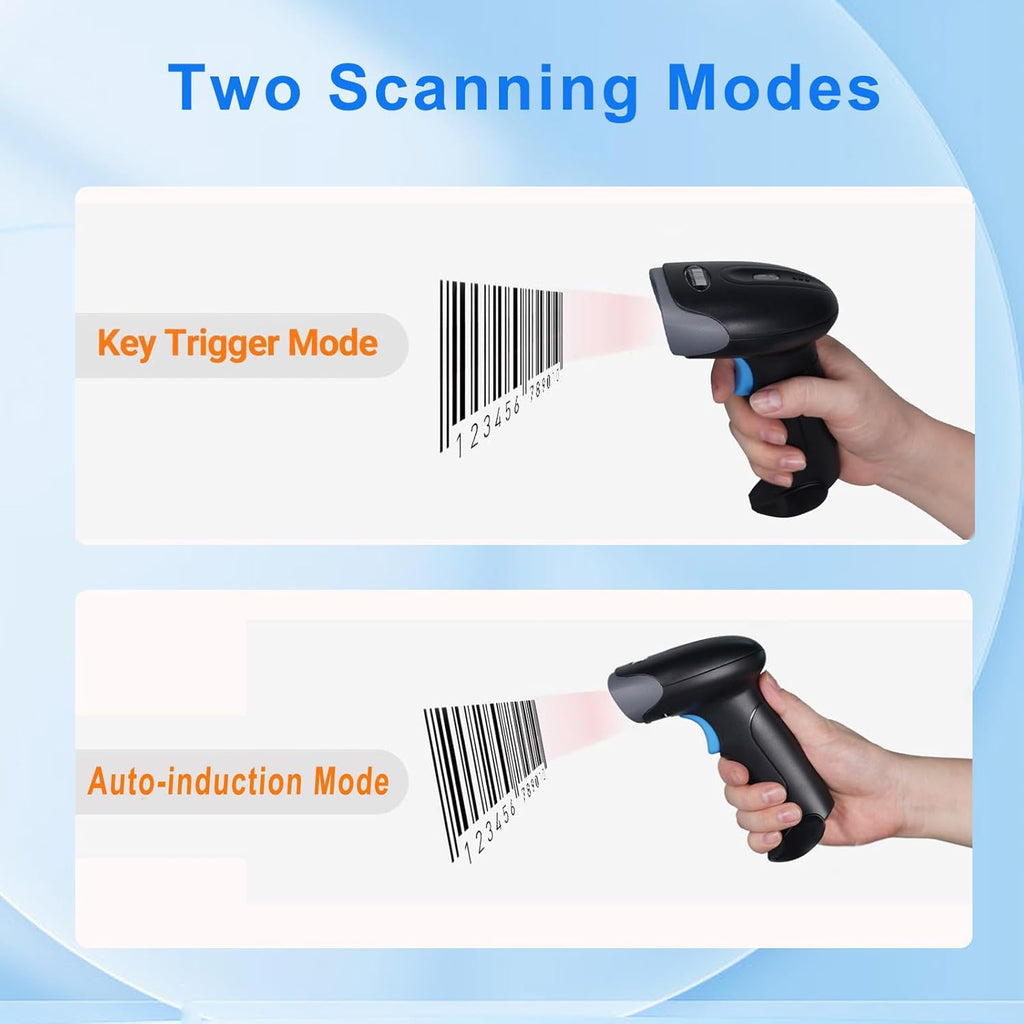 1D 2D QR Barcode Scanner Wireless, Handheld Cordless Bar Codes Reader | with 2000mAh Battery for Mobile Payment