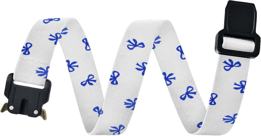 Bow Tie Adjustable Kids Elastic Belts, Girls Boys Stretch Waist Belt with Aluminum Alloy Buckle