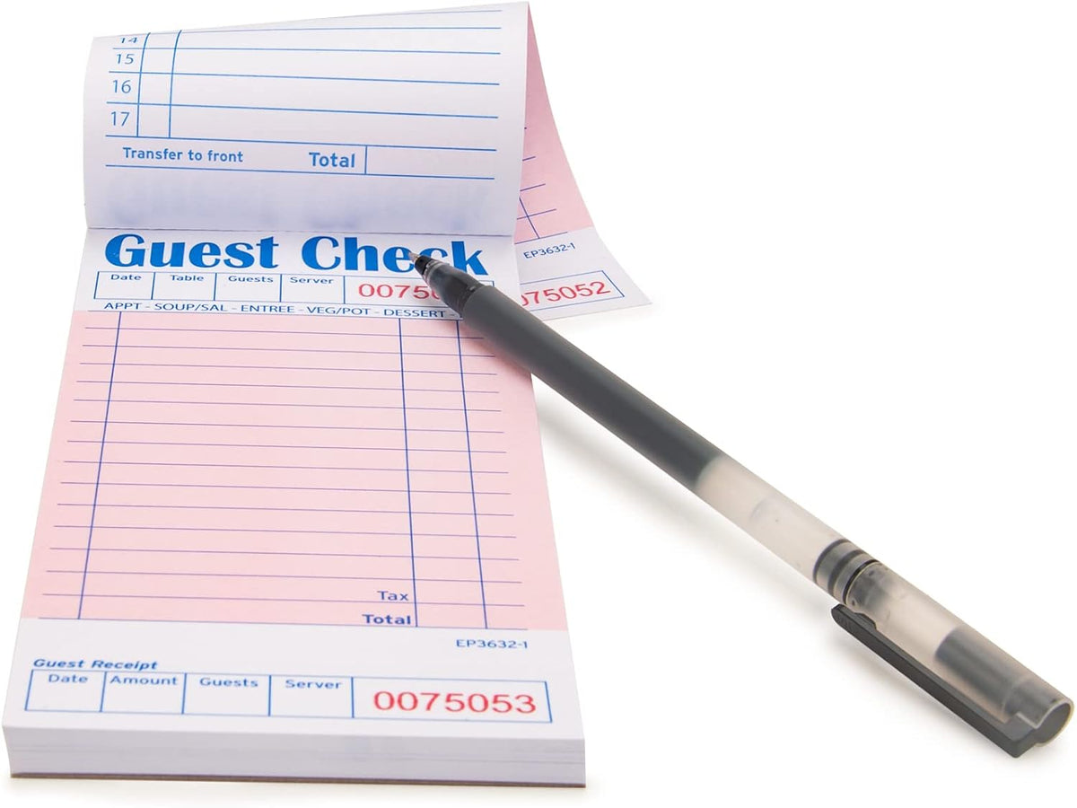 Guest Check Pads for Servers (Pink-10 pads), 50 Sheets/Pad
