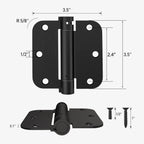 2 Pack Self Closing Door Hinges 3.5 Inch Spring Hinges, Matte Black