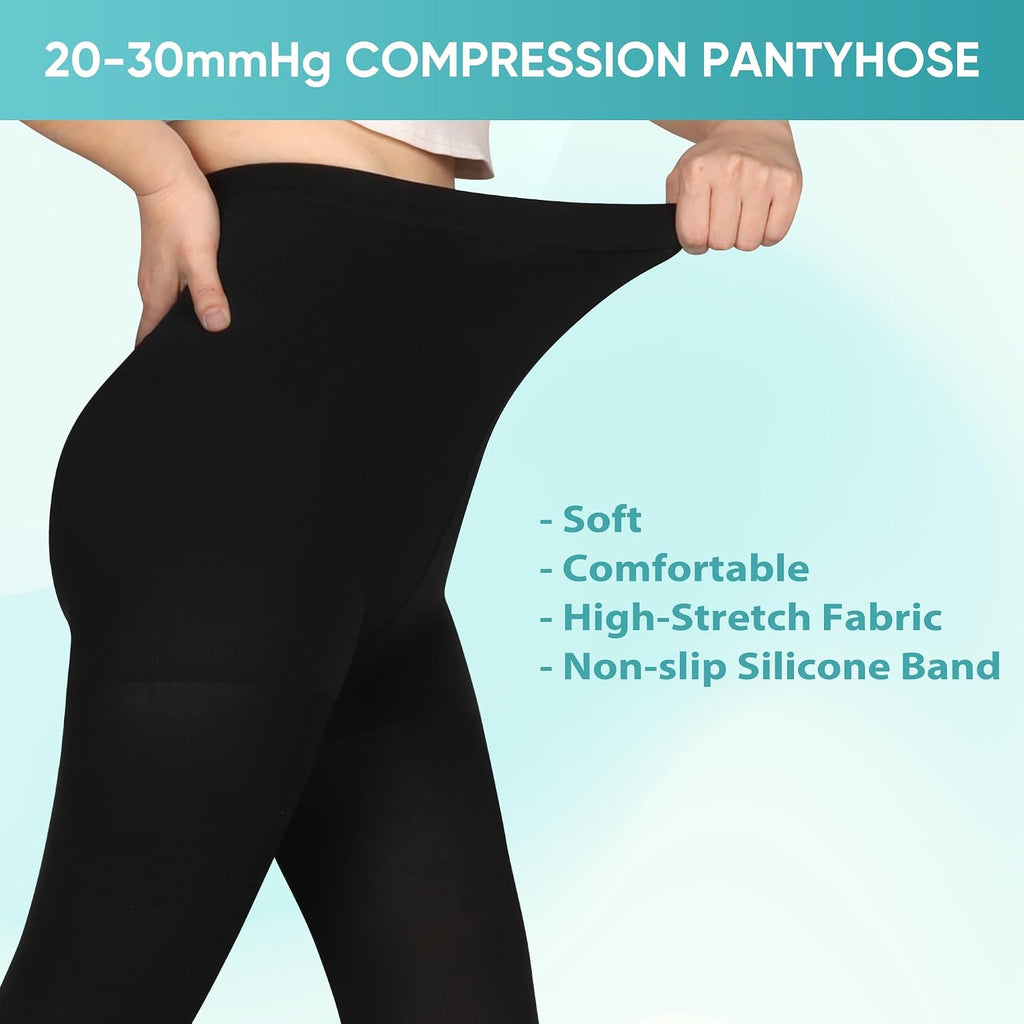 Compression Pantyhose Stockings for Women Men, 20-30 mmHg Closed Toe Medical Waist High Compression Stockings